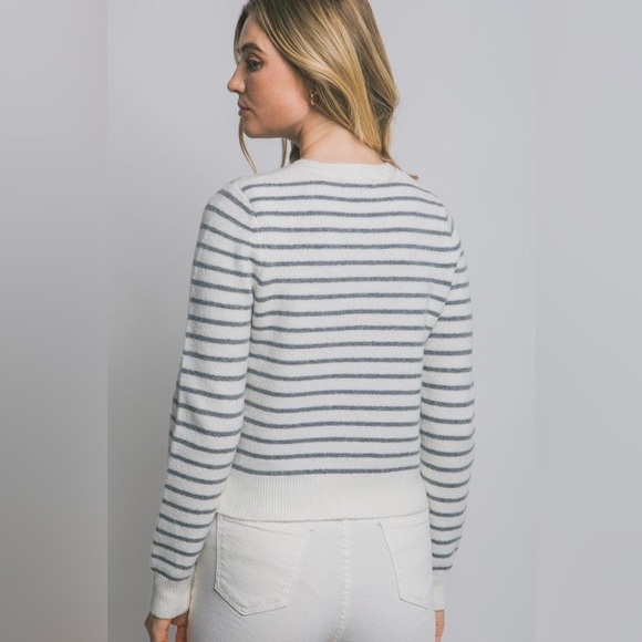Striped Button-Up Women's Sweater - Picture 8 of 8
